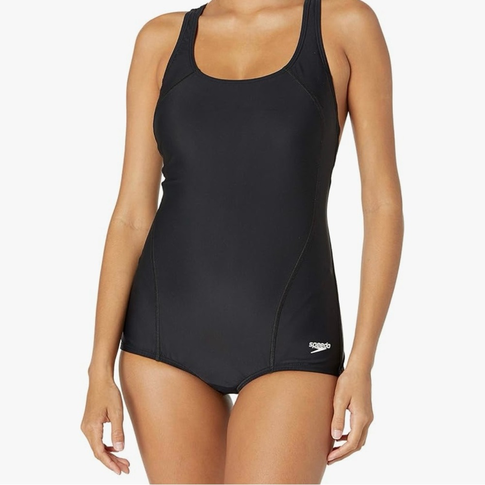 Speedo Racerback One Piece Swimsuit Size 10 | Black Chlorine-Resistant Swimwear